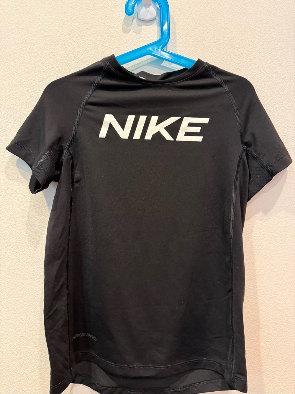 Nike Black Short Sleeve Performance Tee with White Logo
